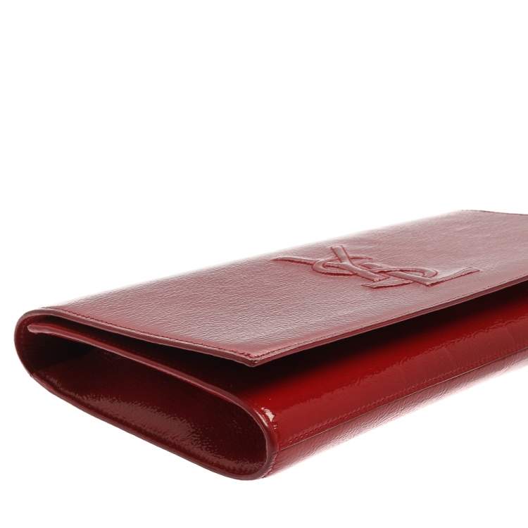 Pre Owned Yves Saint Laurent Red Patent Leather Belle De Jour Flap Clutch