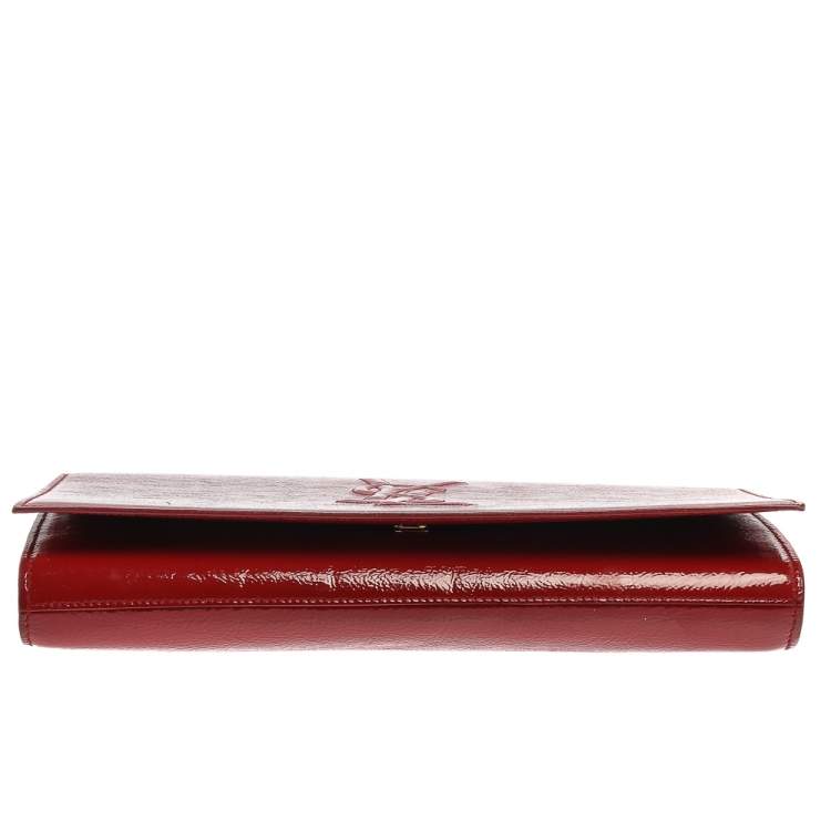 Pre Owned Yves Saint Laurent Red Patent Leather Belle De Jour Flap Clutch