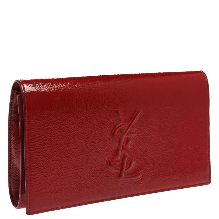 Pre Owned Yves Saint Laurent Red Patent Leather Belle De Jour Flap Clutch