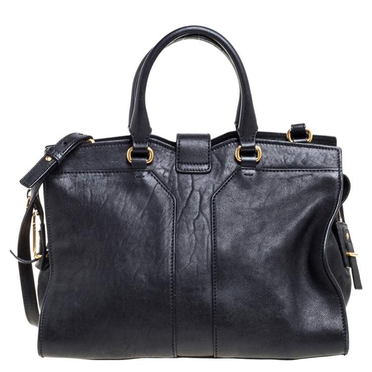 Pre Owned Yves Saint Laurent Black Leather Small Cabas Y-Ligne Tote