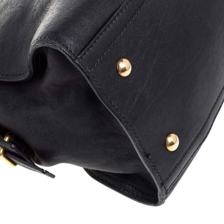 Pre Owned Yves Saint Laurent Black Leather Small Cabas Y-Ligne Tote