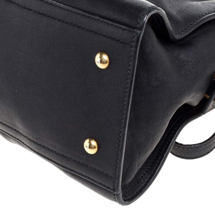 Pre Owned Yves Saint Laurent Black Leather Small Cabas Y-Ligne Tote