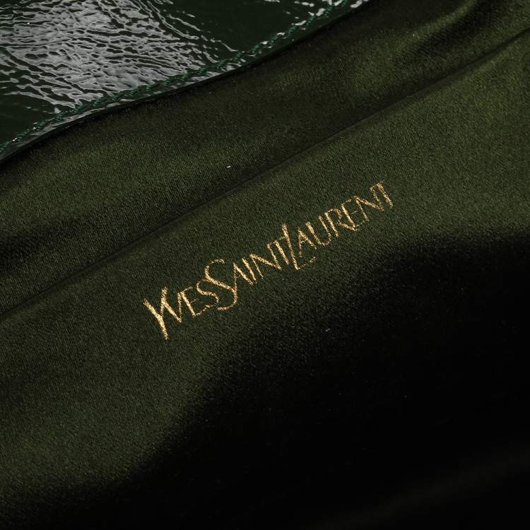 Pre Owned Yves Saint Laurent Green Patent Leather Belle De Jour Flap Clutch
