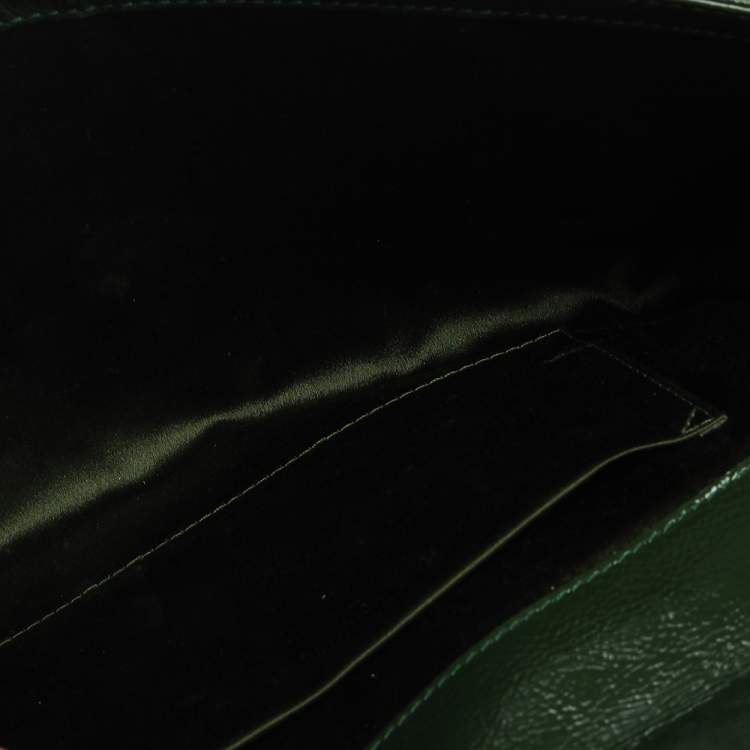 Pre Owned Yves Saint Laurent Green Patent Leather Belle De Jour Flap Clutch