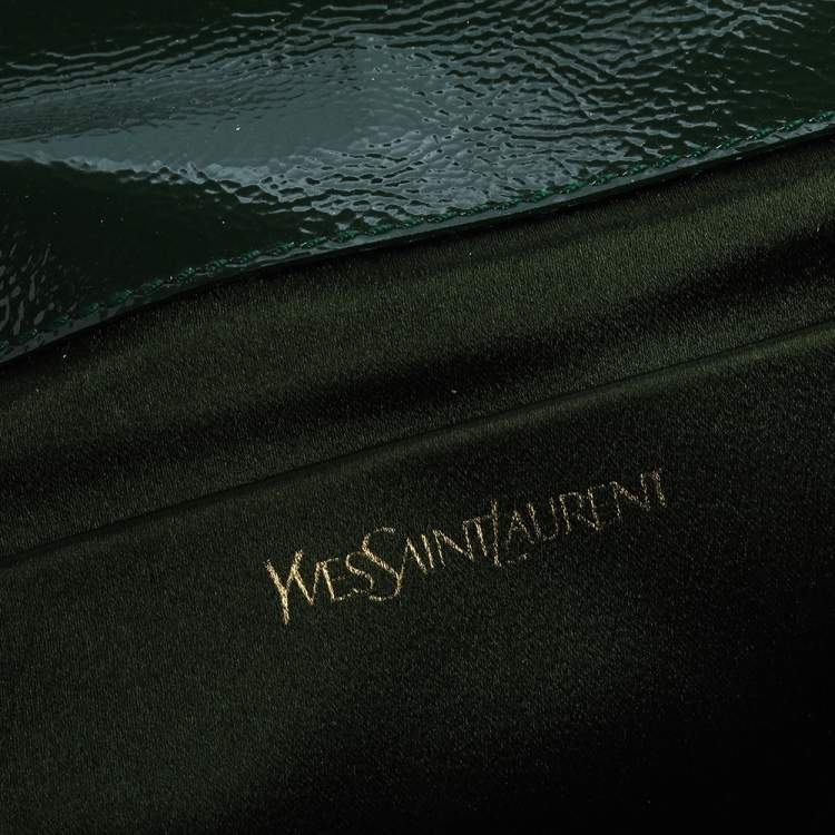 Pre Owned Yves Saint Laurent Green Patent Leather Belle De Jour Flap Clutch