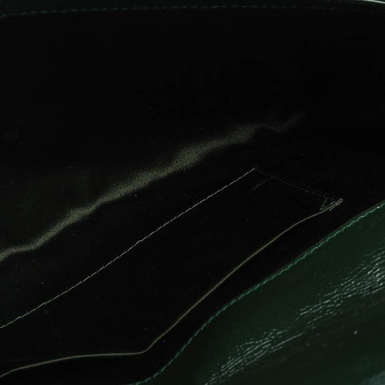 Pre Owned Yves Saint Laurent Green Patent Leather Belle De Jour Flap Clutch