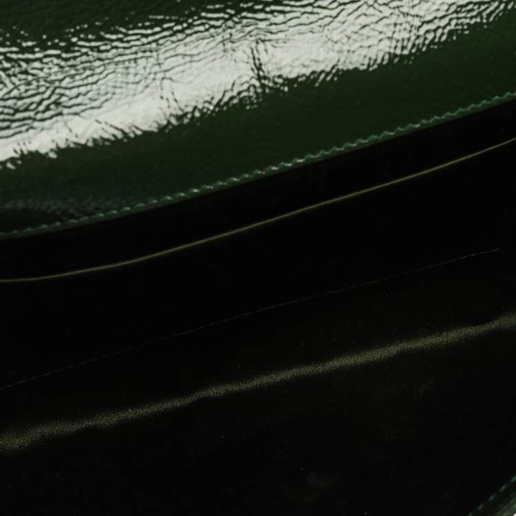 Pre Owned Yves Saint Laurent Green Patent Leather Belle De Jour Flap Clutch