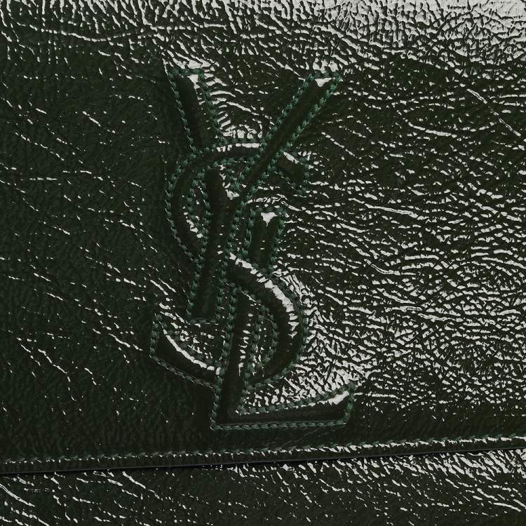 Pre Owned Yves Saint Laurent Green Patent Leather Belle De Jour Flap Clutch