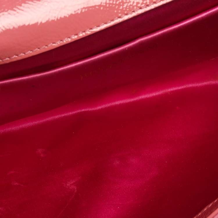 Pre Owned Yves Saint Laurent Pink Patent Leather Belle De Jour Flap Clutch