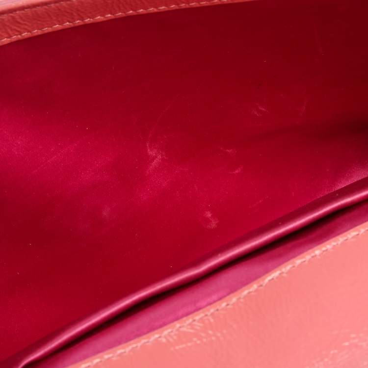 Pre Owned Yves Saint Laurent Pink Patent Leather Belle De Jour Flap Clutch