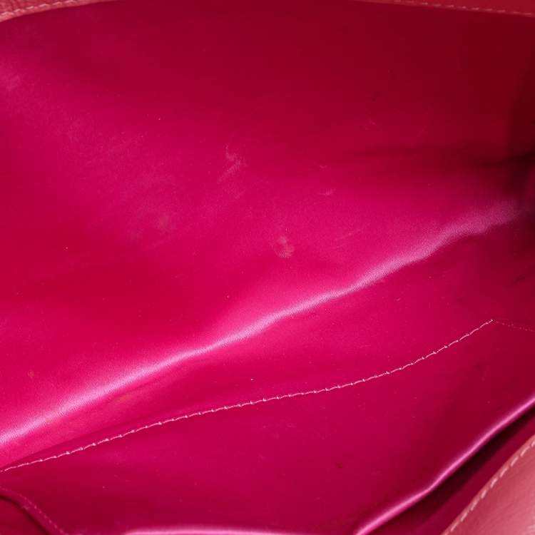 Pre Owned Yves Saint Laurent Pink Patent Leather Belle De Jour Flap Clutch