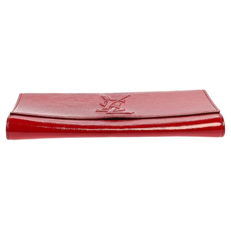 Pre Owned Yves Saint Laurent Red Patent Leather Belle De Jour Flap Clutch