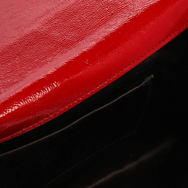 Pre Owned Yves Saint Laurent Red Patent Leather Belle De Jour Flap Clutch