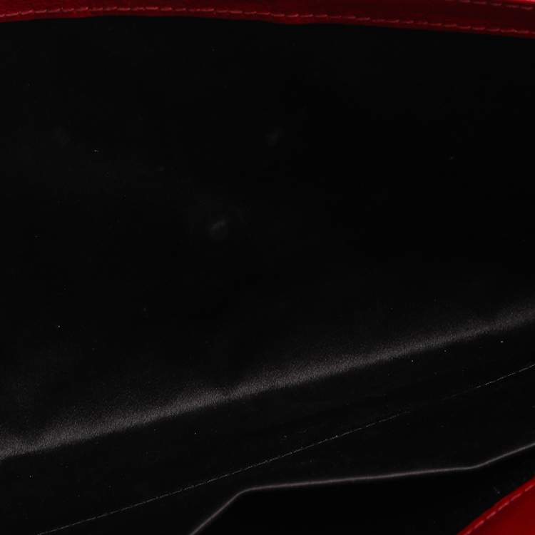Pre Owned Yves Saint Laurent Red Patent Leather Belle De Jour Flap Clutch