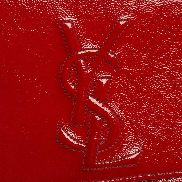 Pre Owned Yves Saint Laurent Red Patent Leather Belle De Jour Flap Clutch