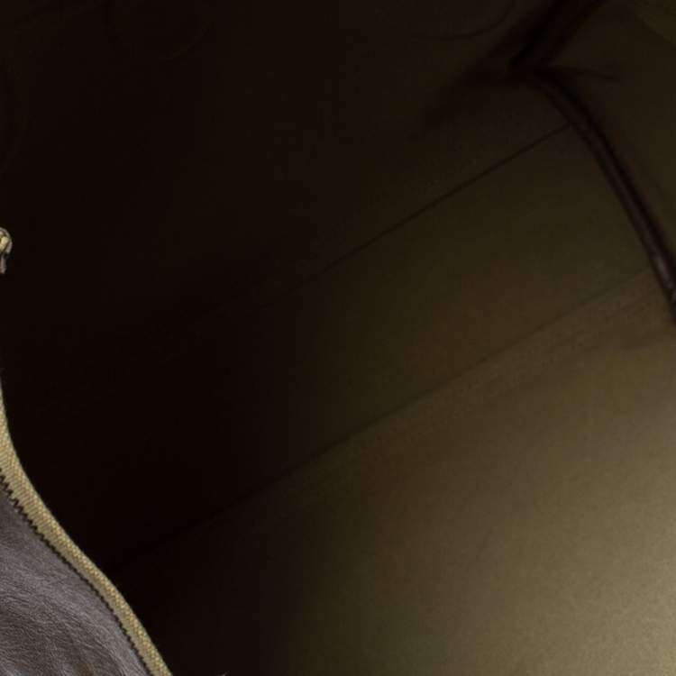 Pre Owned Saint Laurent Khaki Leather Shopper Tote