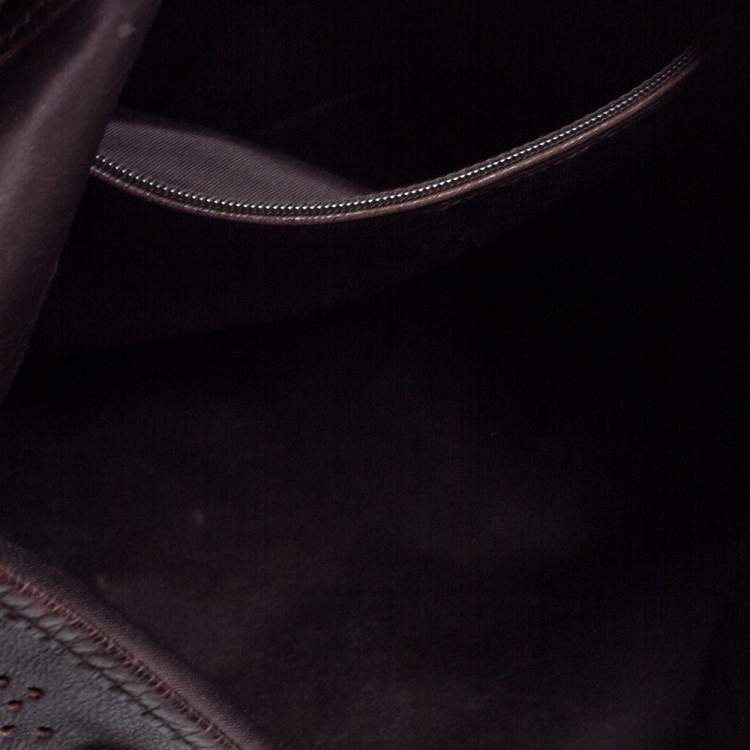 Pre Owned Saint Laurent Dark Brown Embroidered Leather Mombasa Hobo 