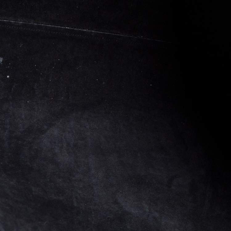 Pre Owned Saint Laurent Black Croc Embossed Leather Shopper Tote