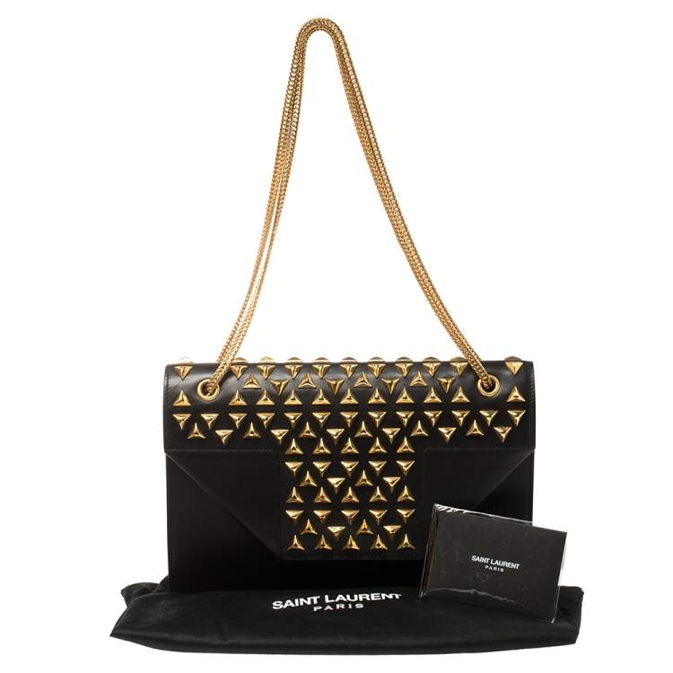 Pre Owned Saint Laurent Paris Black Leather Studded Betty Shoulder Bag