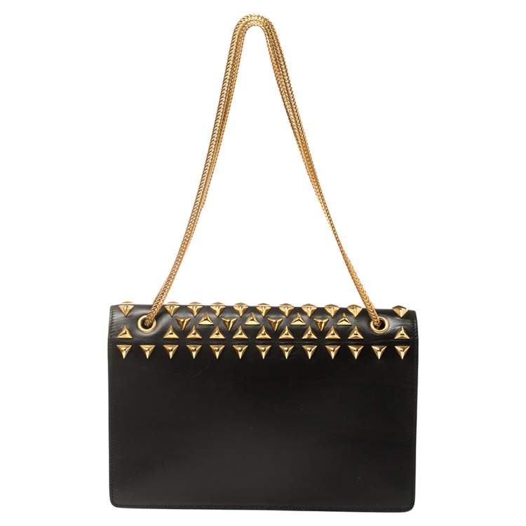 Pre Owned Saint Laurent Paris Black Leather Studded Betty Shoulder Bag
