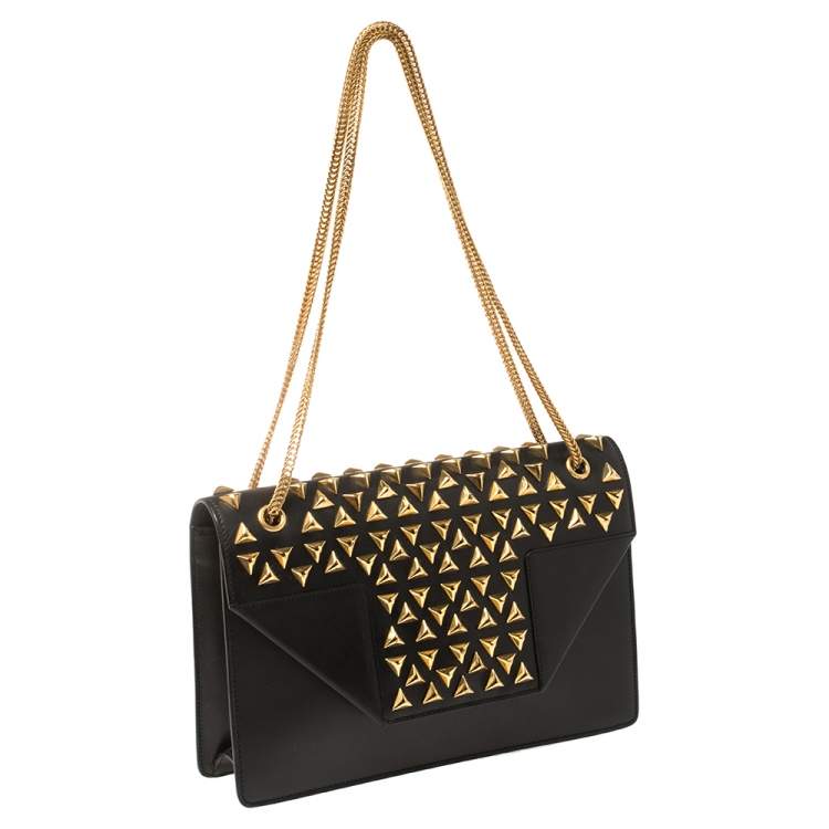 Pre Owned Saint Laurent Paris Black Leather Studded Betty Shoulder Bag