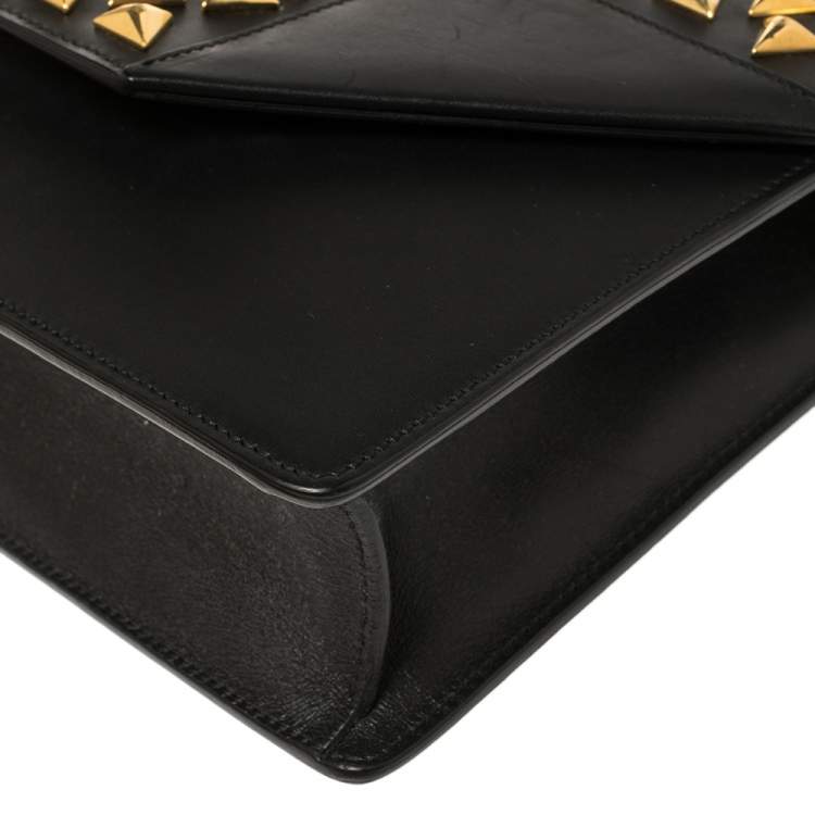 Pre Owned Saint Laurent Paris Black Leather Studded Betty Shoulder Bag