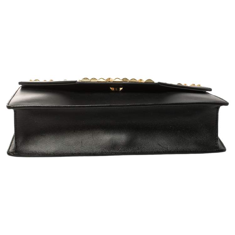 Pre Owned Saint Laurent Paris Black Leather Studded Betty Shoulder Bag