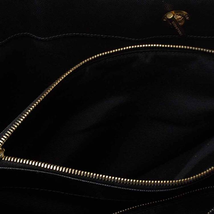 Pre Owned Saint Laurent Black Matelasse Leather Cassandre Shopper Tote