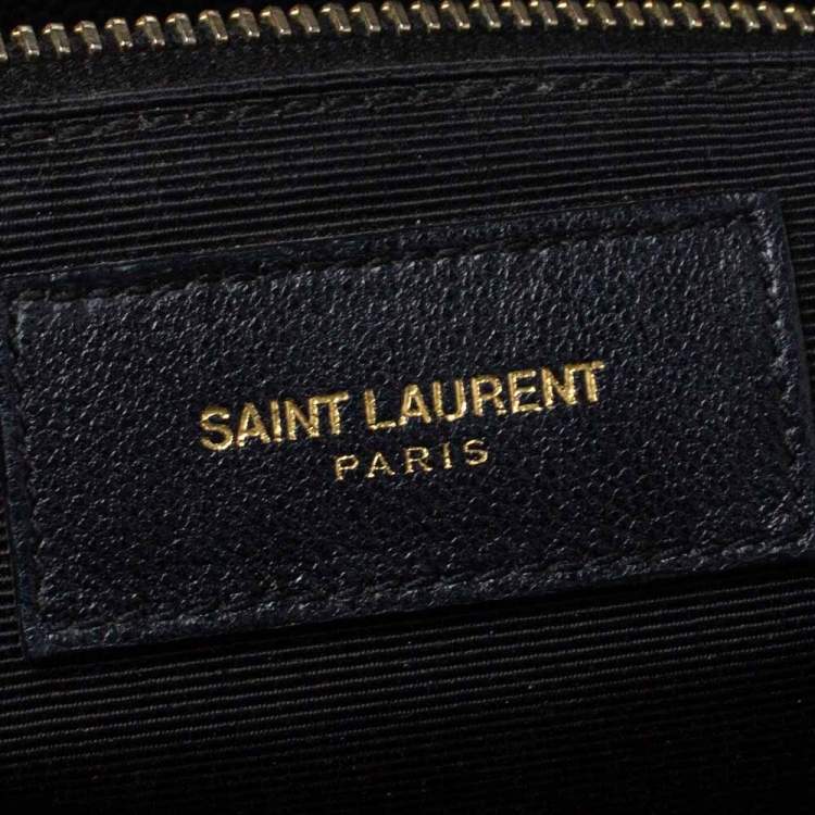 Pre Owned Saint Laurent Black Matelasse Leather Cassandre Shopper Tote