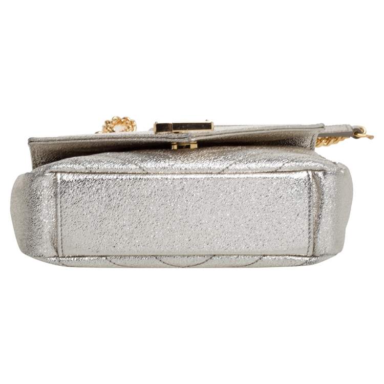 Pre Owned Saint Laurent Metallic Gold Matelassé Leather Monogram Crossbody Bag