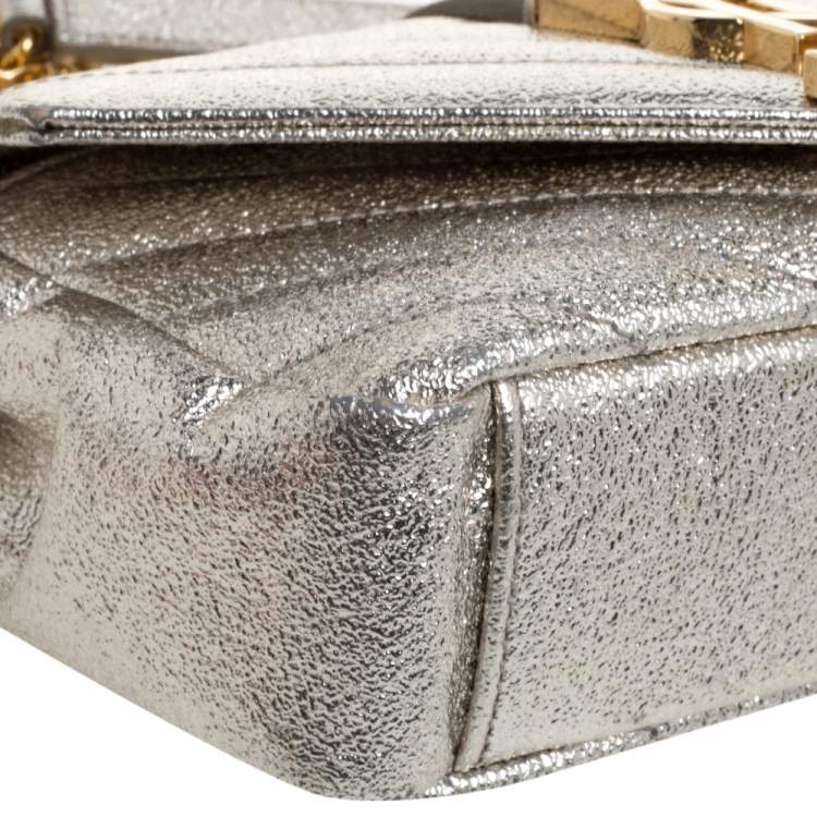 Pre Owned Saint Laurent Metallic Gold Matelassé Leather Monogram Crossbody Bag