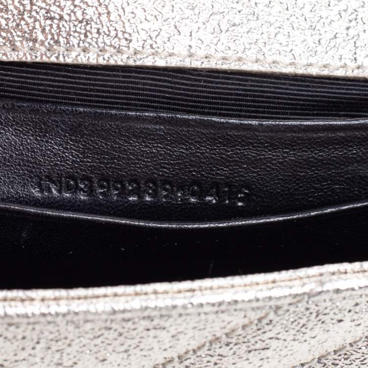 Pre Owned Saint Laurent Metallic Gold Matelassé Leather Monogram Crossbody Bag