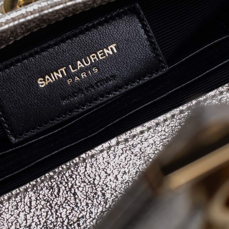 Pre Owned Saint Laurent Metallic Gold Matelassé Leather Monogram Crossbody Bag