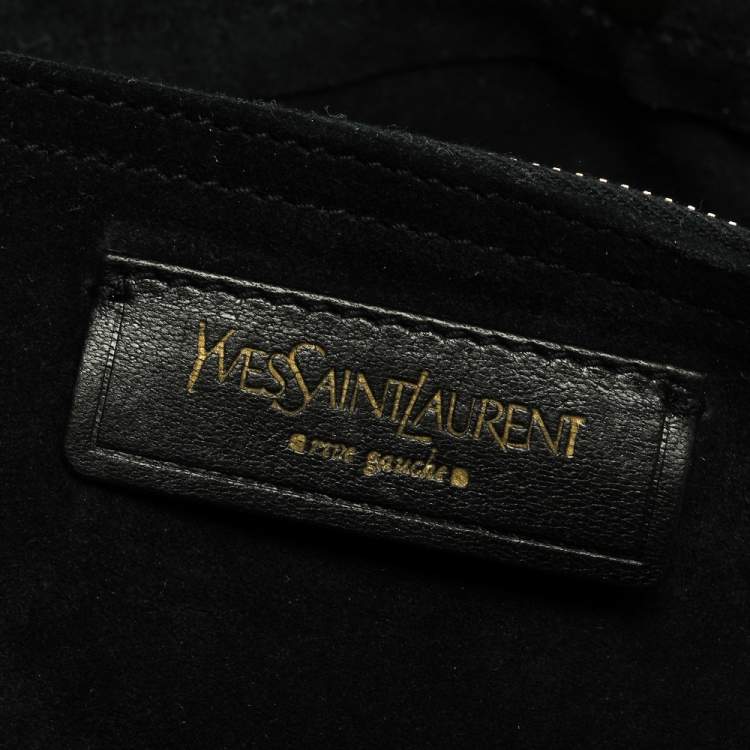 Pre Owned Saint Laurent Deep Green Patent Leather and Suede Large Muse Two Bag