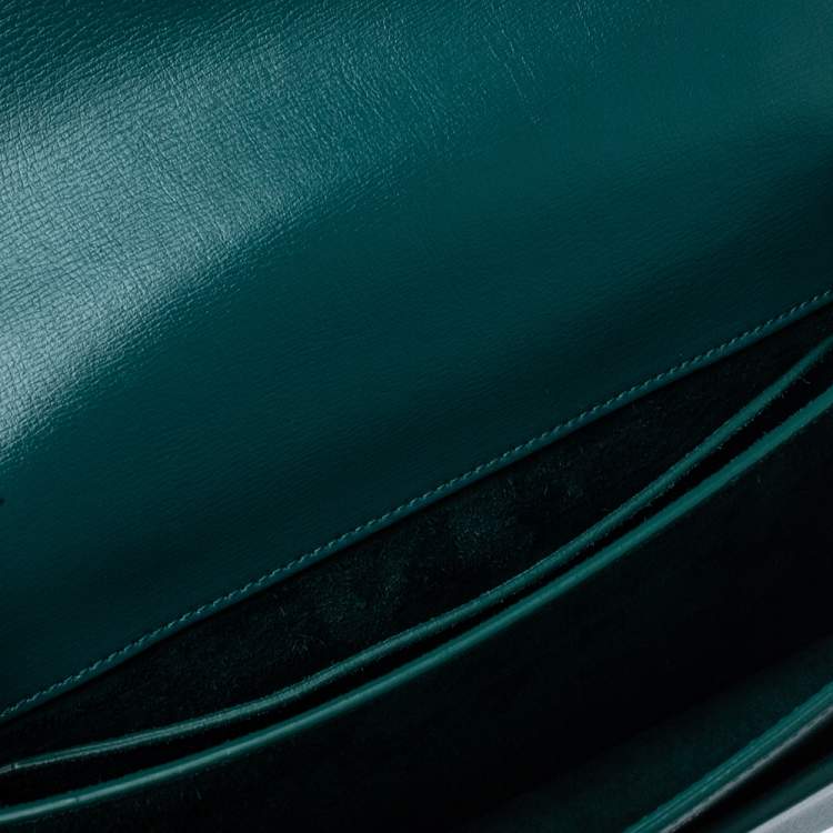 Pre Owned Saint Laurent Green Leather Medium Sunset Shoulder Bag