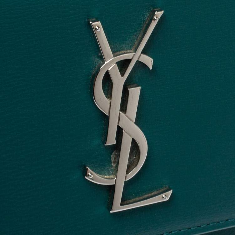 Pre Owned Saint Laurent Green Leather Medium Sunset Shoulder Bag