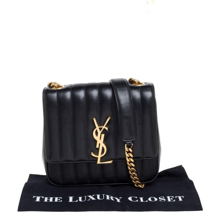 Pre Owned Saint Laurent Black Quilted Leather Small Vicky Shoulder Bag