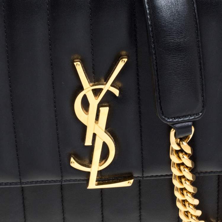 Pre Owned Saint Laurent Black Quilted Leather Small Vicky Shoulder Bag
