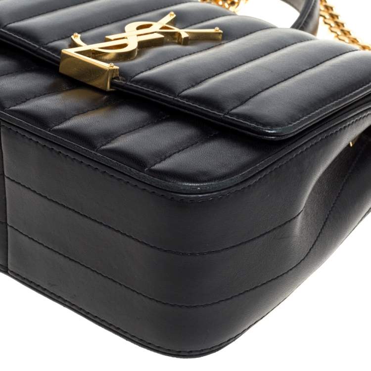 Pre Owned Saint Laurent Black Quilted Leather Small Vicky Shoulder Bag
