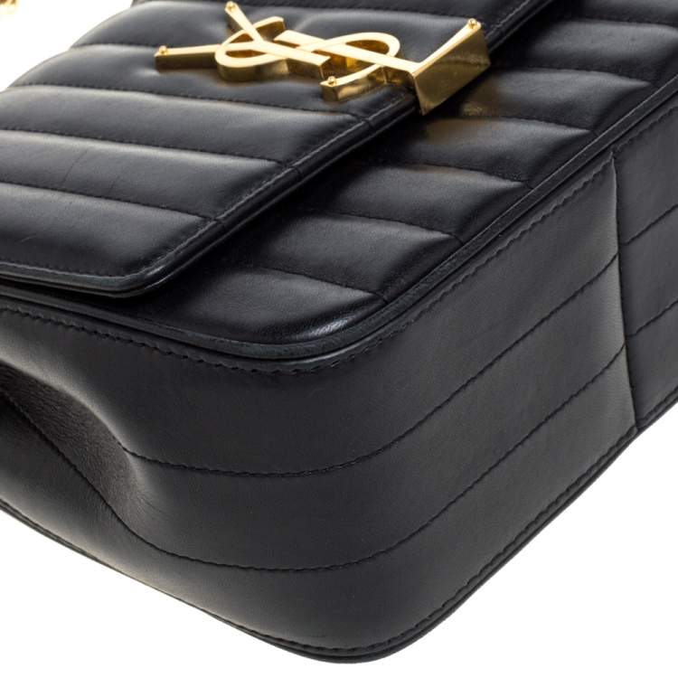 Pre Owned Saint Laurent Black Quilted Leather Small Vicky Shoulder Bag