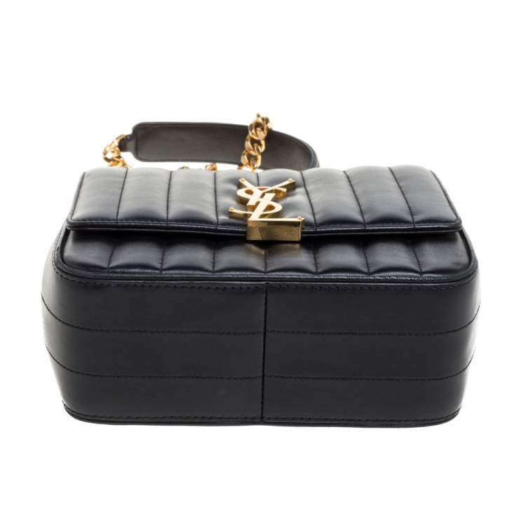 Pre Owned Saint Laurent Black Quilted Leather Small Vicky Shoulder Bag