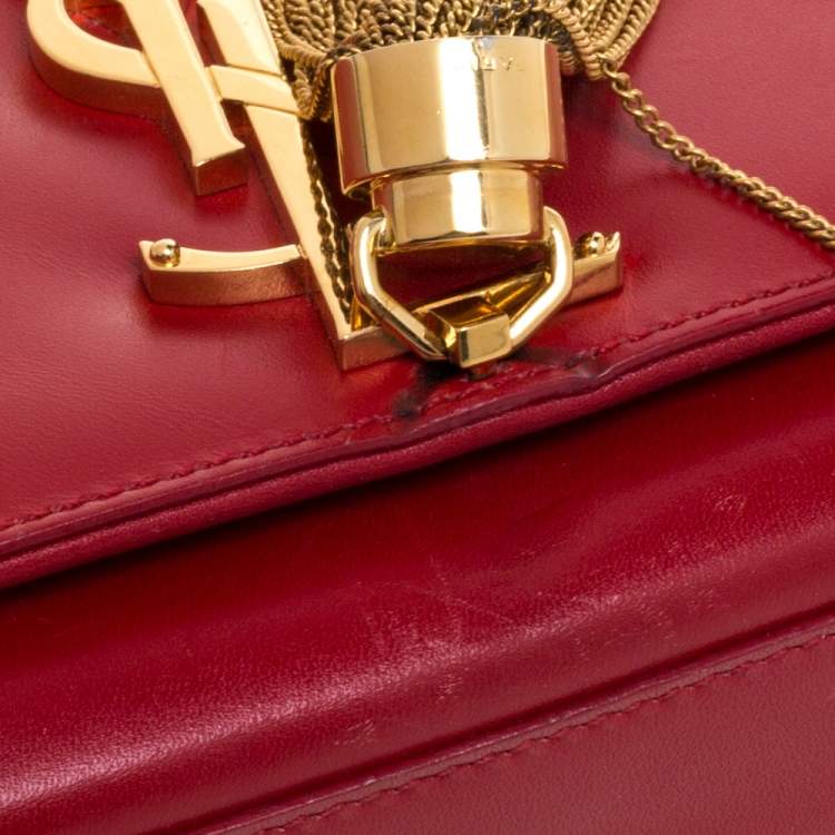 Pre Owned Saint Laurent Red Leather Medium Kate Tassel Shoulder Bag