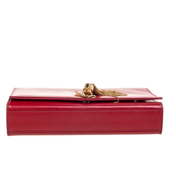 Pre Owned Saint Laurent Red Leather Medium Kate Tassel Shoulder Bag