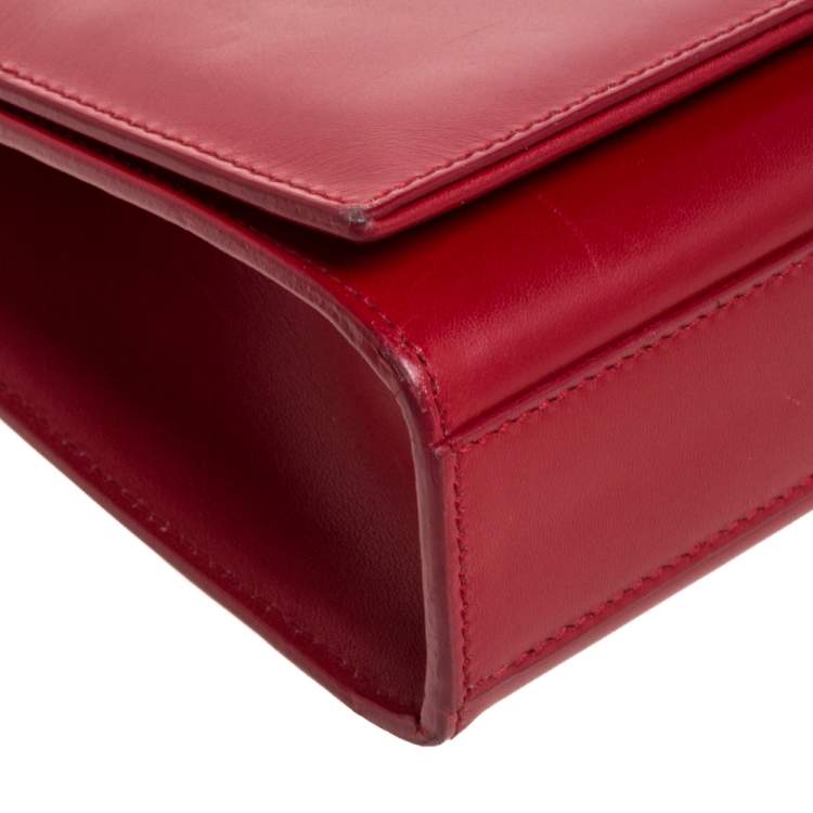 Pre Owned Saint Laurent Red Leather Medium Kate Tassel Shoulder Bag