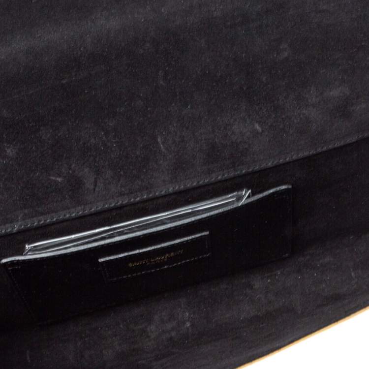 Pre Owned Saint Laurent Gold Patent Leather Kate Monogram Clutch