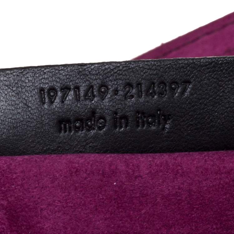 Pre Owned Saint Laurent Magenta Croc Embossed Nubuck Leather and Suede Medium Muse Two Bag