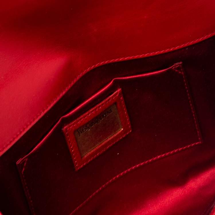 Pre Owned Yves Saint Laurent Red Python Belle De Jour Flap Clutch