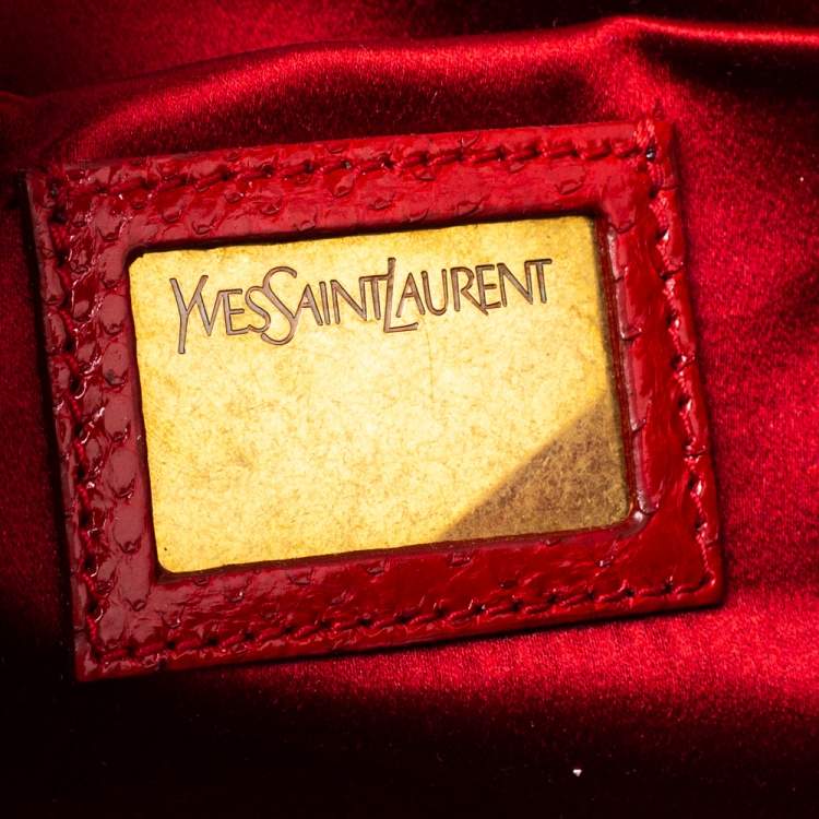 Pre Owned Yves Saint Laurent Red Python Belle De Jour Flap Clutch