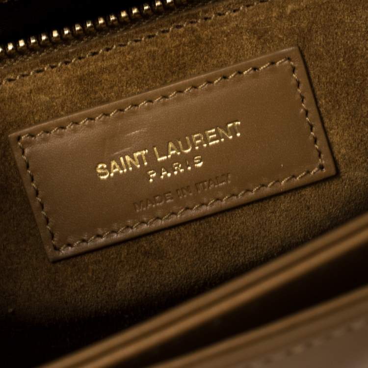Pre Owned Saint Laurent Tan Leather Medium Monogram Université Flap Shoulder Bag