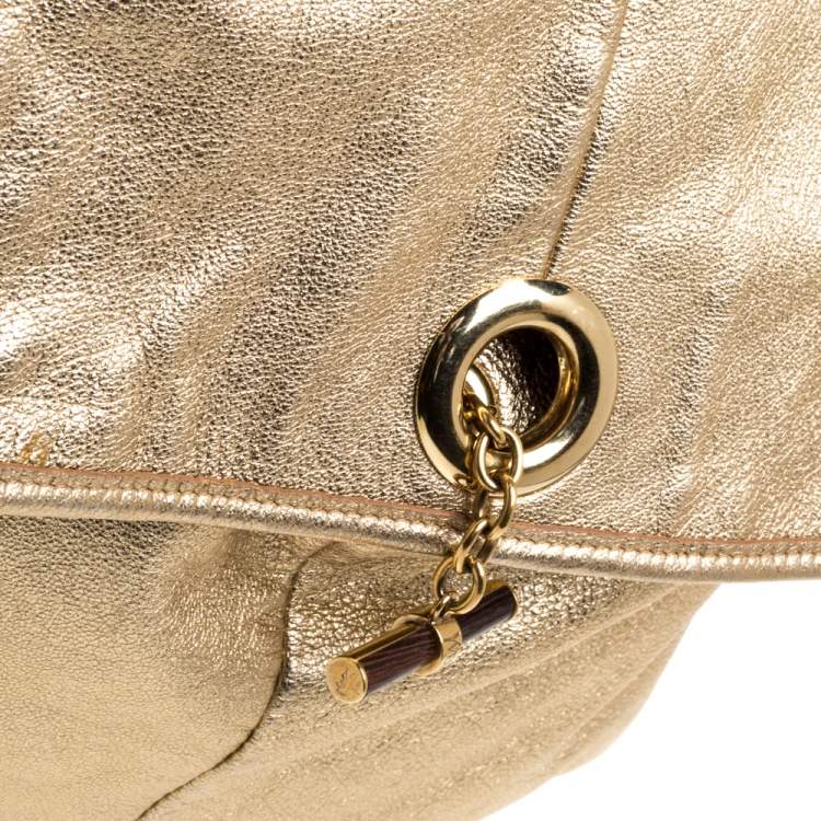 Pre Owned Yves Saint Laurent Metallic Gold Leather Capri Hobo